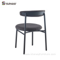 Modern Black Armless Chair Fabric Upholstery Iron Legs